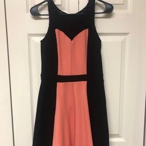 Enfocus Studios Sz 8 Coral and Black Dress